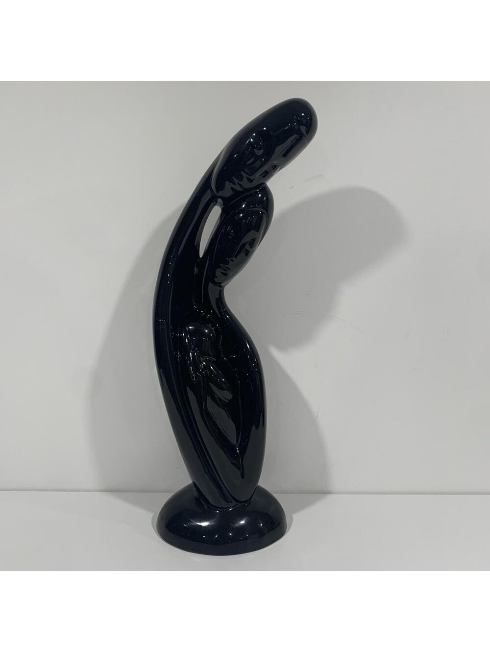 Large Vintage Royal Haeger Black Ceramic Protected Family Sculpture 21.5” MCM